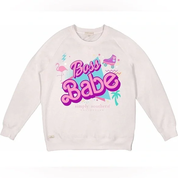 New Simply Southern Boss Babe Long Sleeve Sweatshirt XXL - Picture 1 of 7